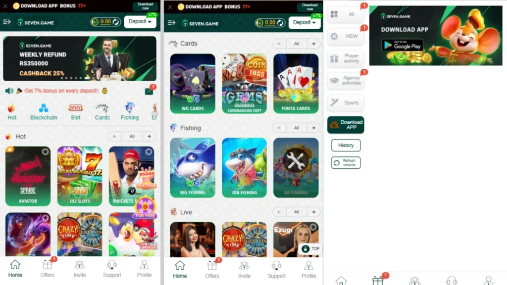 7 Game Download Game APP And Invite And Earn Money Deposit Rewards Game Page