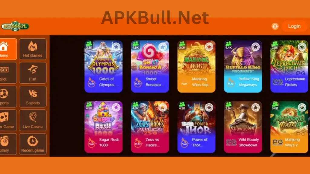 Bet888 Game APK internal interface and hot games of application