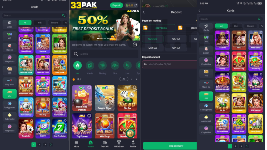 33PAK Game.com home page mission rewards section and login bonus