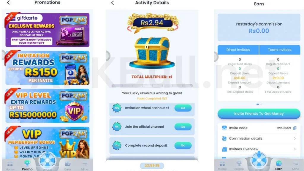 POPZAR Game download apk rewards section and rewards hear and also daily rewards