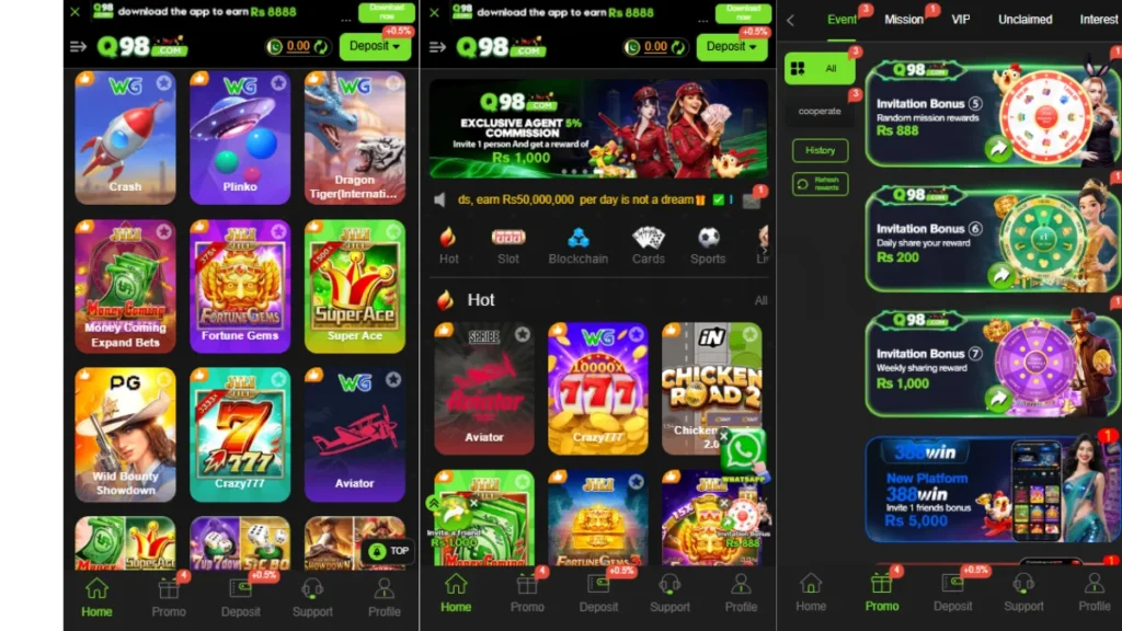 Q98 Game download tha home page and also new game hear