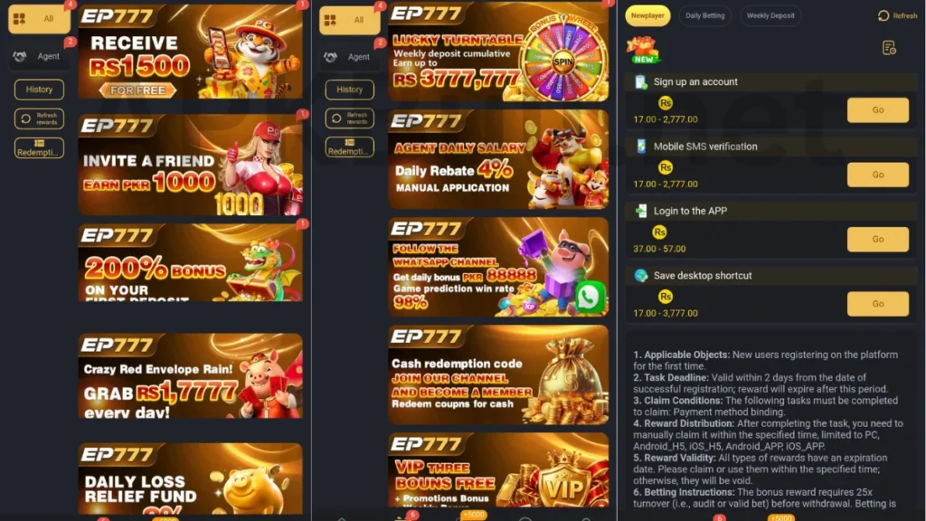 ep777 game mission section login rewards and invite bonus and doog wining