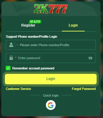 ZK777 Game login