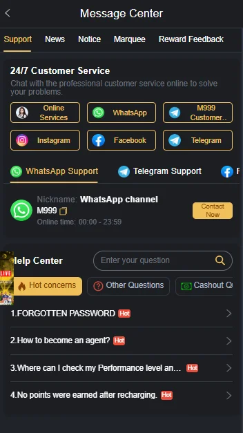 M999 Game latest deposit